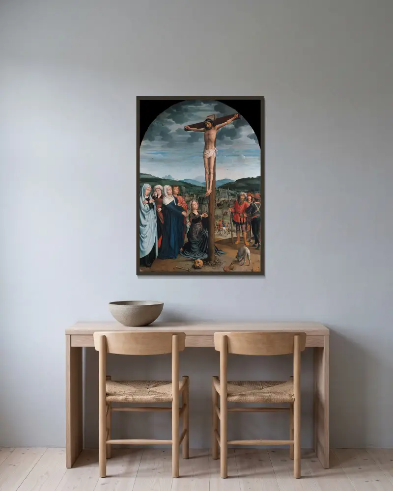 Christ on the Cross av Gerard David inramad på en vägg