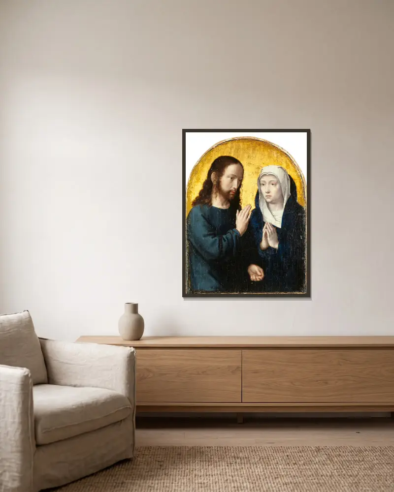 Christ Taking Leave of His Mother av Gerard David inramad på en vägg