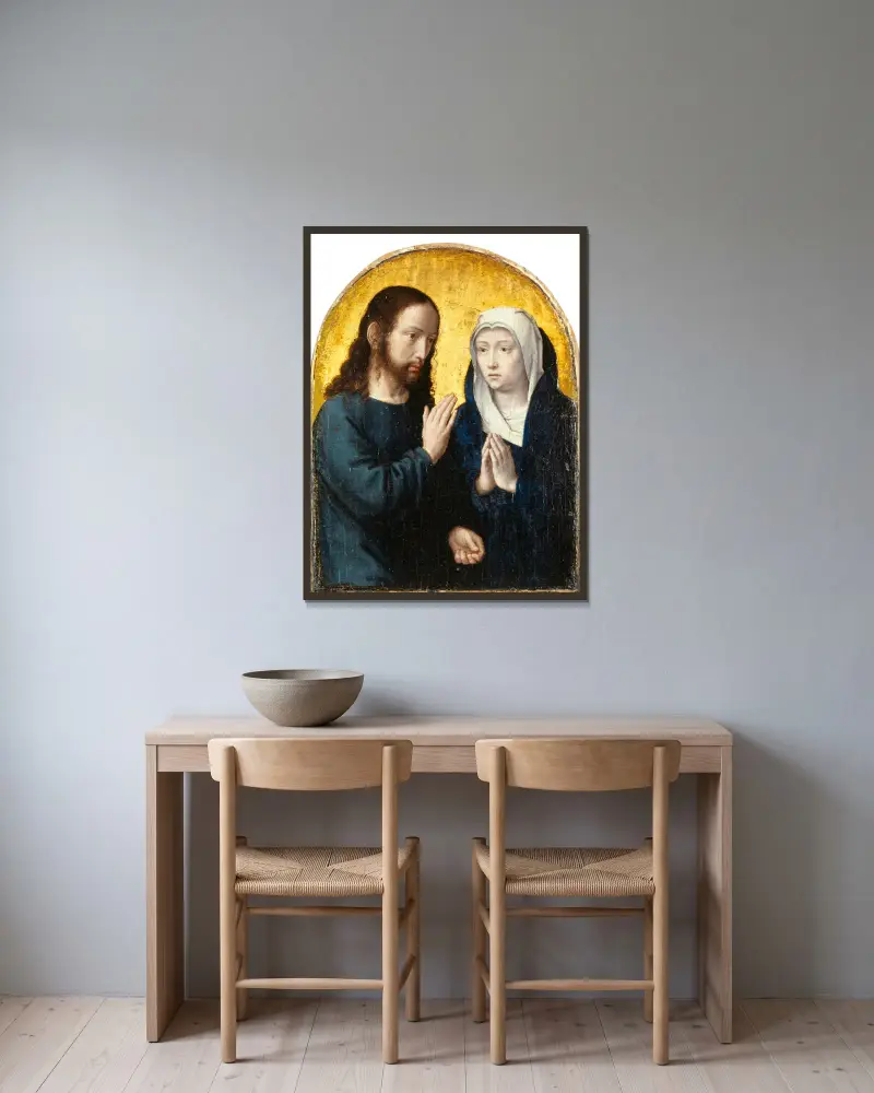 Christ Taking Leave of His Mother av Gerard David inramad på en vägg