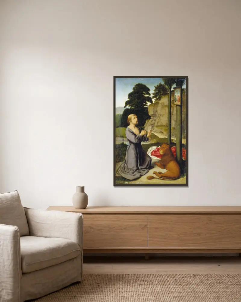 Święty Hieronim na pustyni, Gerard David w ramie na ścianie