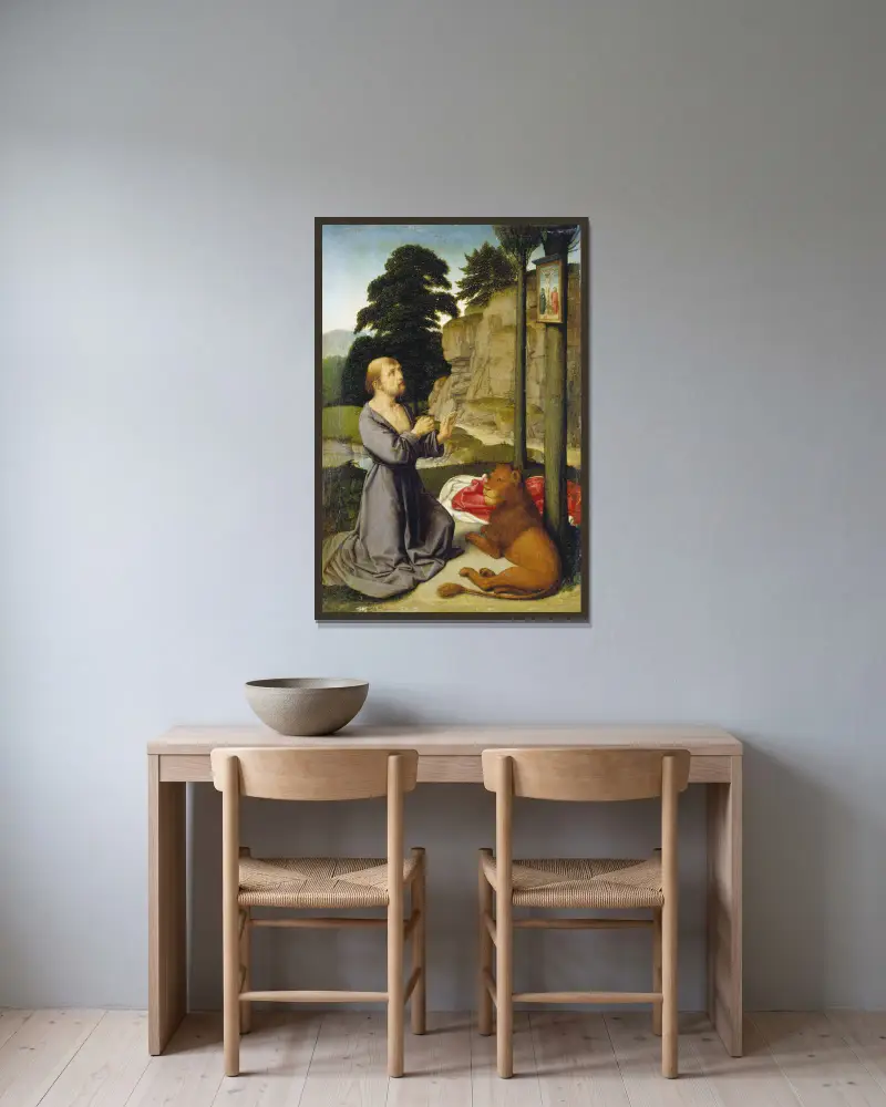 Święty Hieronim na pustyni, Gerard David w ramie na ścianie