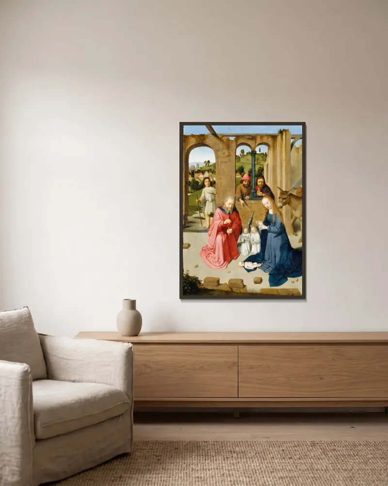 The Nativity – nr 1 av Gerard David inramad på en vägg