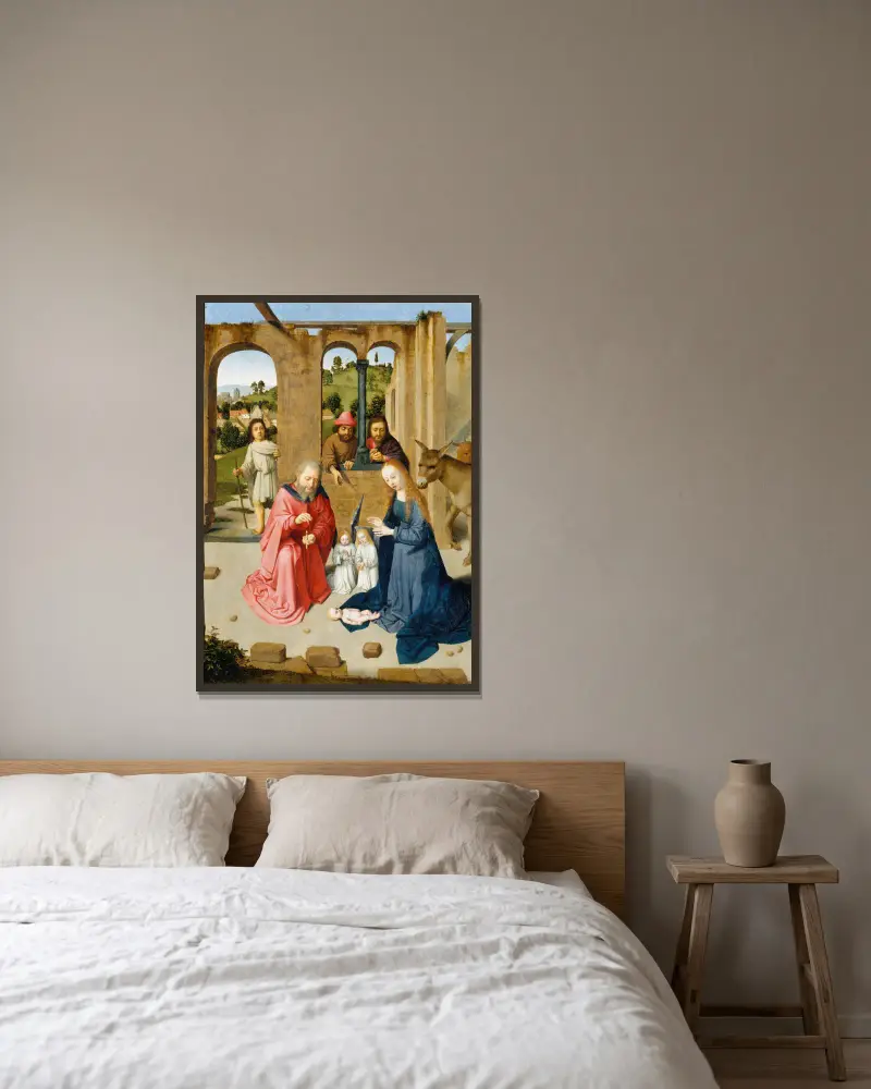 The Nativity – nr 1 av Gerard David inramad på en vägg