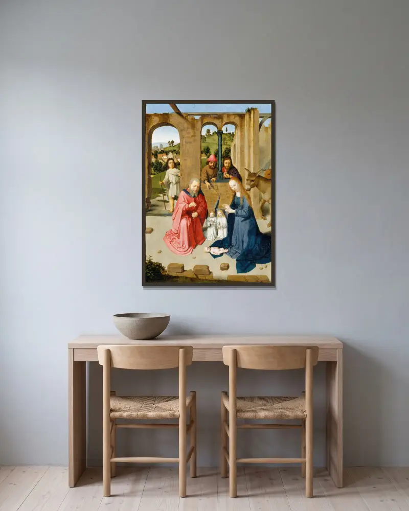 The Nativity – nr 1 av Gerard David inramad på en vägg