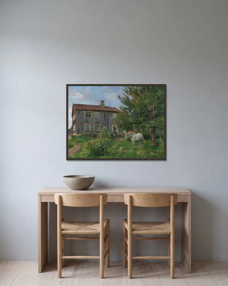 Auf dem Hof, Ulvin von Gerhard Munthe gerahmt an einer Wand