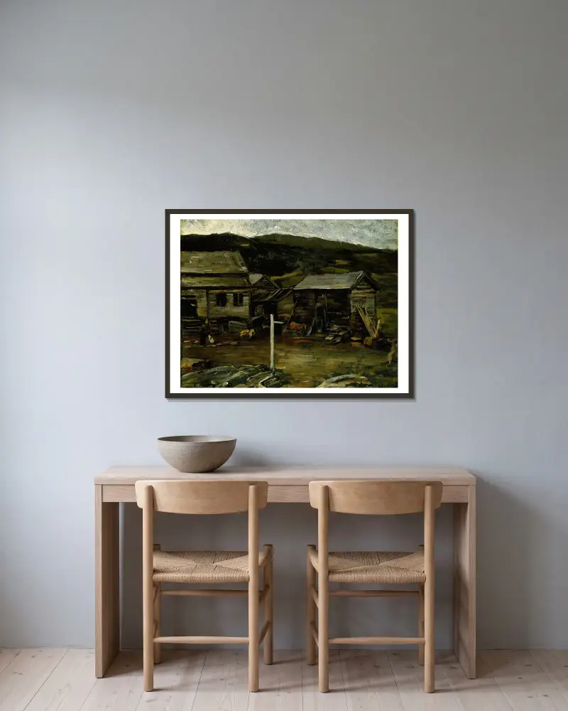 Höstkväll på gården, Øylo av Gerhard Munthe inramad på en vägg