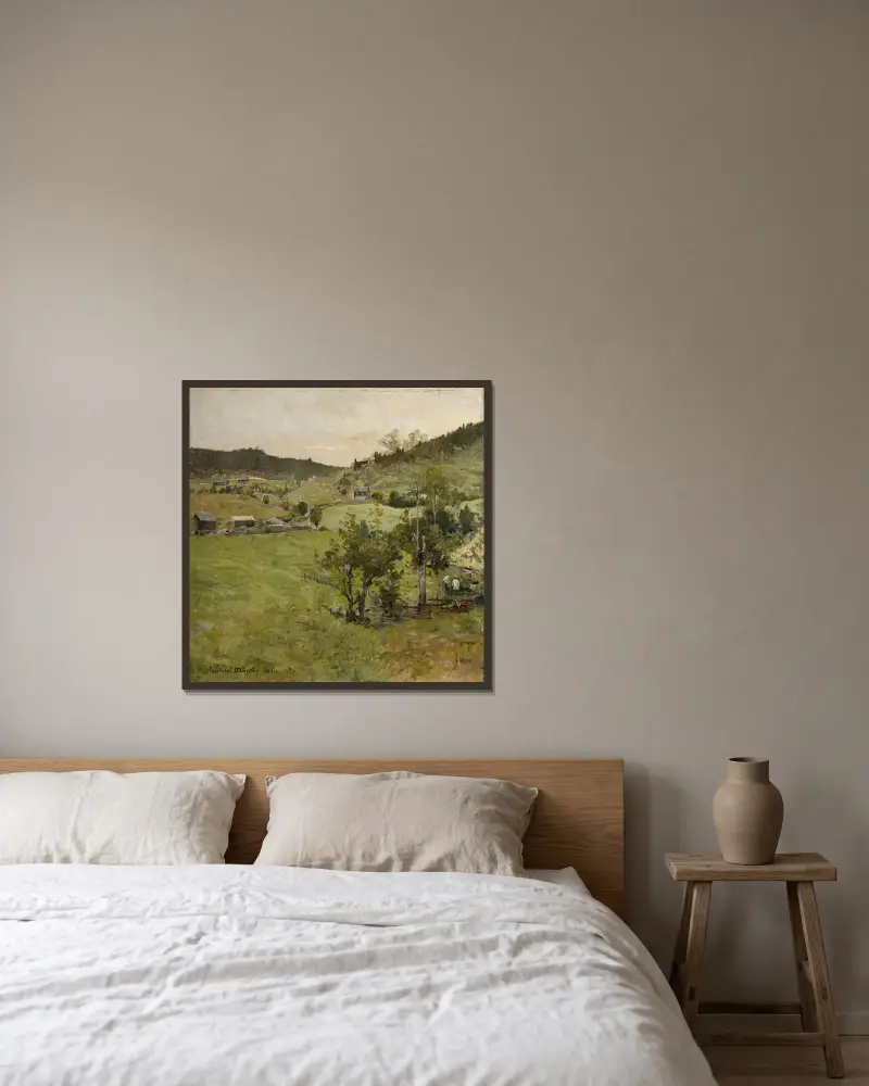 Häuslerhöfe von Gerhard Munthe gerahmt an einer Wand