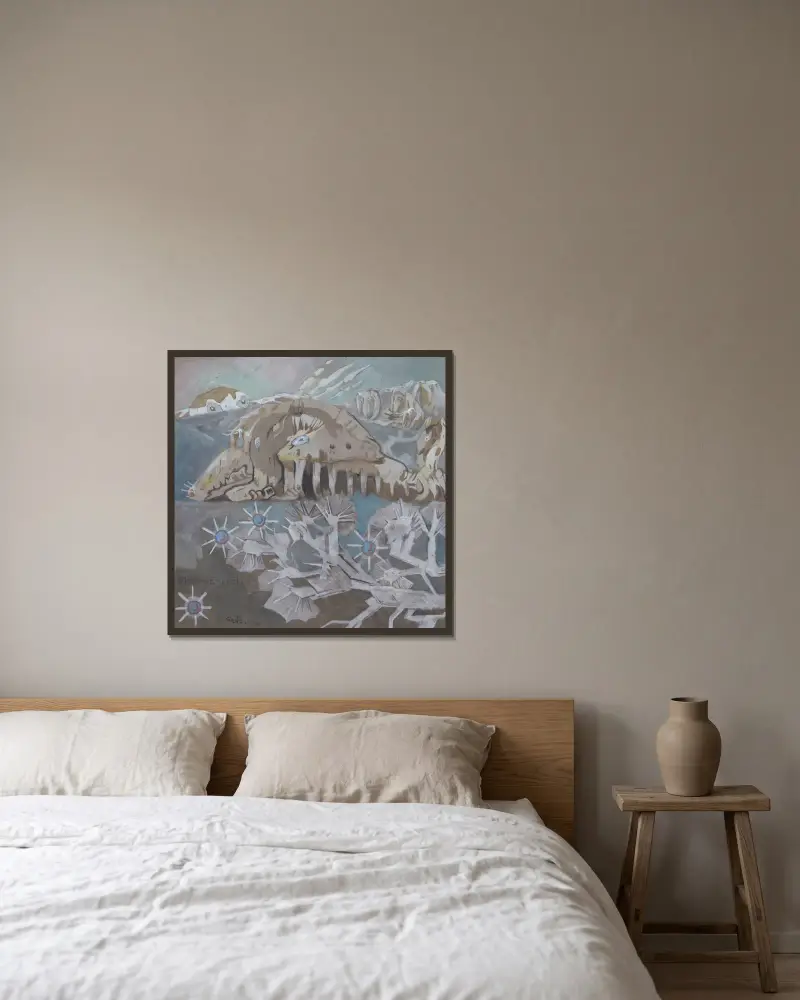 Hohe Berge von Gerhard Munthe gerahmt an einer Wand