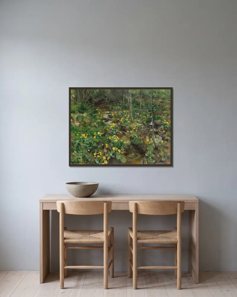 Norwegian Marigolds av Gerhard Munthe inramad på en vägg