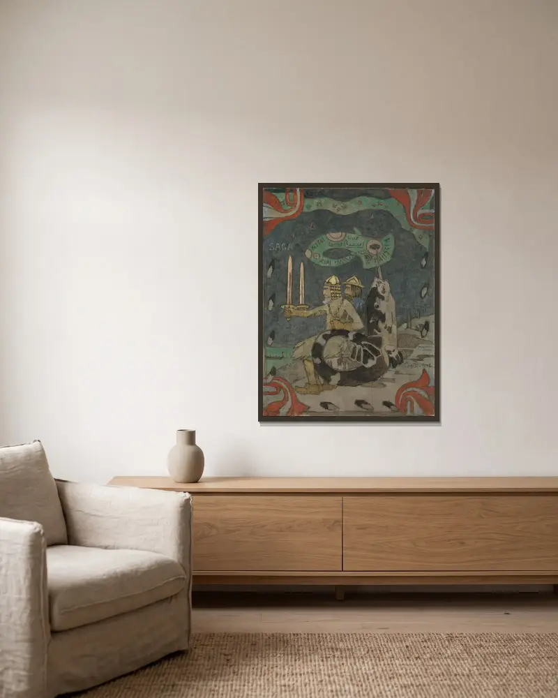 Saga von Gerhard Munthe gerahmt an einer Wand