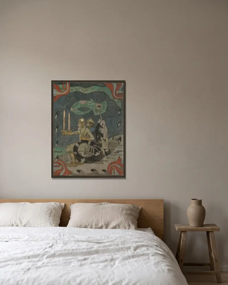 Saga von Gerhard Munthe gerahmt an einer Wand