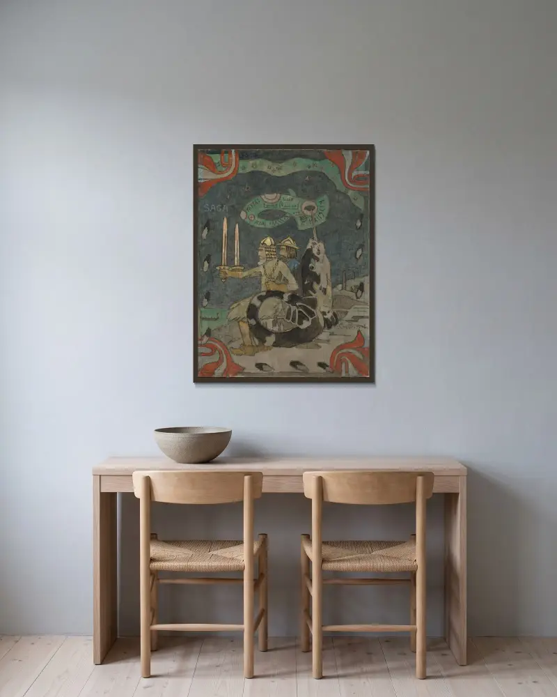 Saga von Gerhard Munthe gerahmt an einer Wand