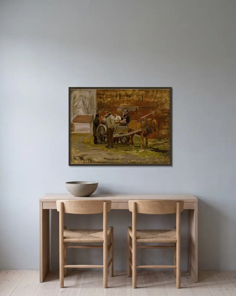 The Apple Cart av Gerhard Munthe inramad på en vägg