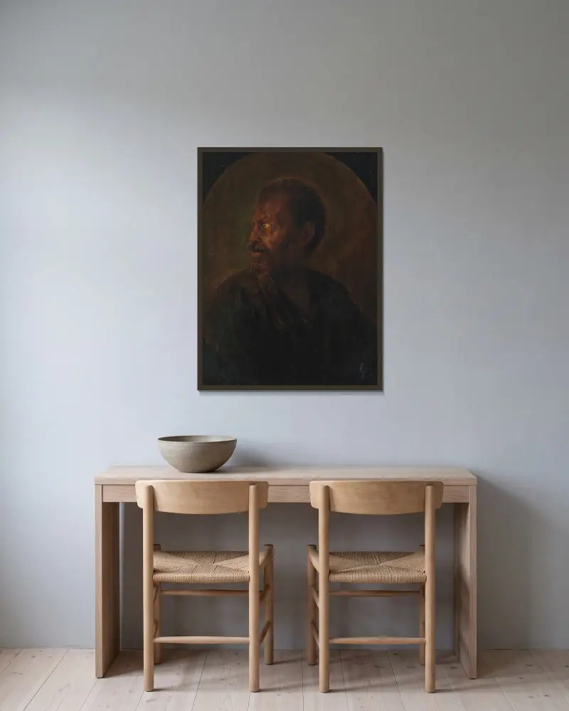 Head of an African av Gerrit Dou inramad på en vägg
