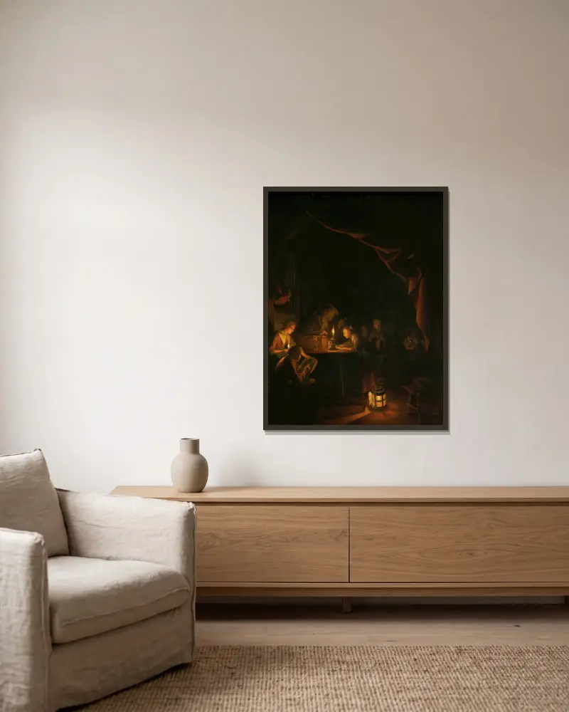 The Night School, Gerrit Dou v rámu na stěně