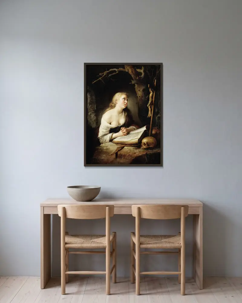 Pokutująca Maria Magdalena, Gerrit Dou w ramie na ścianie