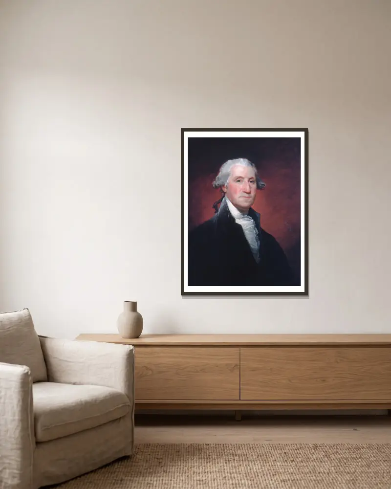 George Washington, 1798 av Gilbert Stuart inramad på en vägg