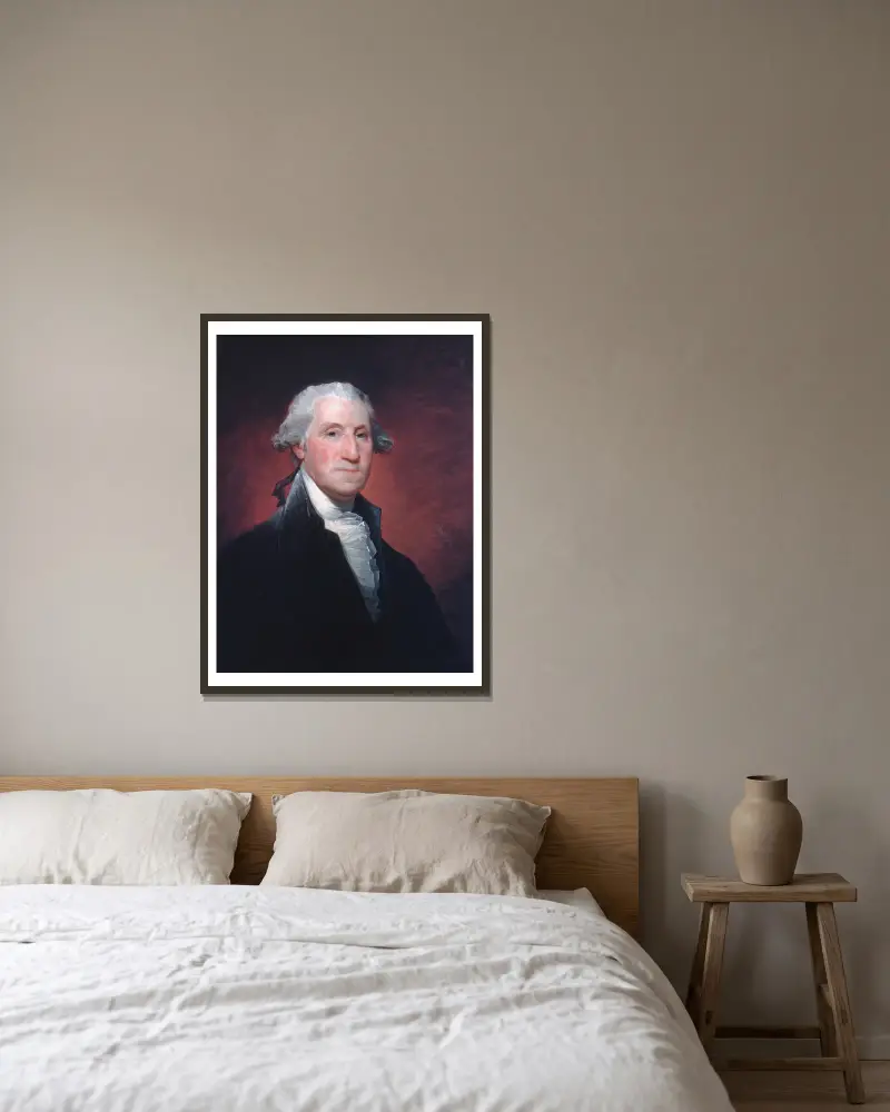 George Washington, 1798 av Gilbert Stuart inramad på en vägg