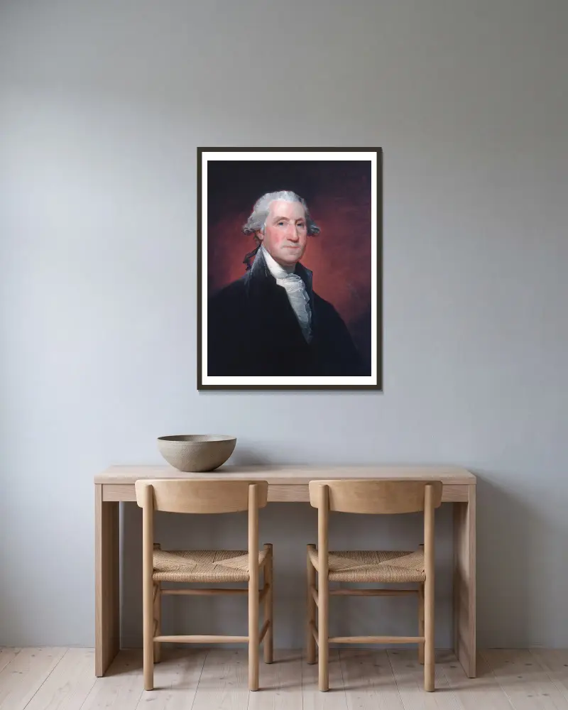 George Washington, 1798 av Gilbert Stuart inramad på en vägg