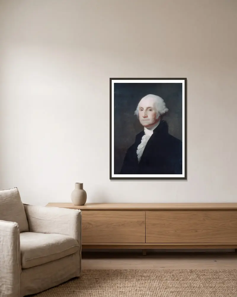 George Washington, 1803 av Gilbert Stuart inramad på en vägg