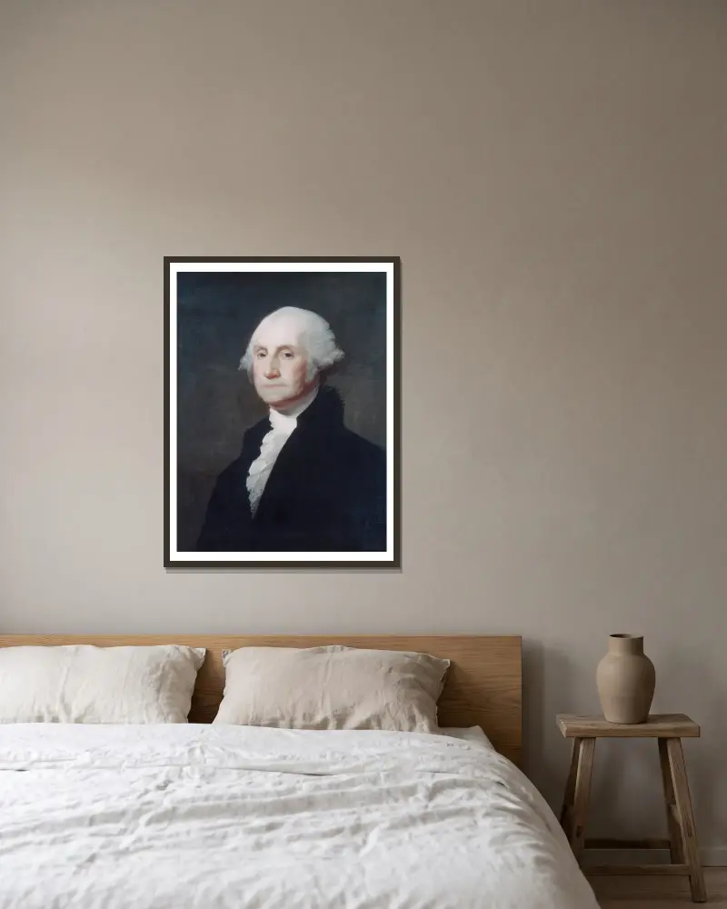 George Washington, 1803 av Gilbert Stuart inramad på en vägg