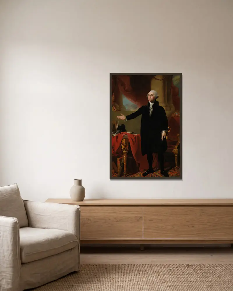 George Washington, 1797 av Gilbert Stuart inramad på en vägg