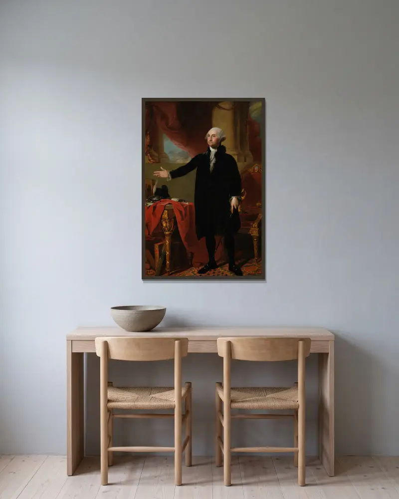 George Washington, 1797 av Gilbert Stuart inramad på en vägg