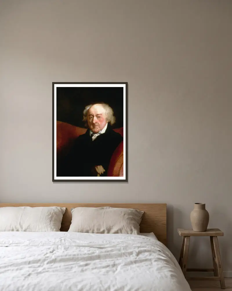 John Adams av Gilbert Stuart inramad på en vägg