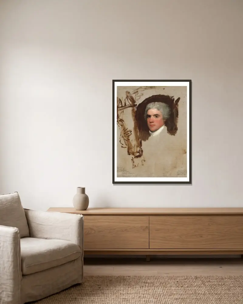 John Bill Ricketts av Gilbert Stuart inramad på en vägg