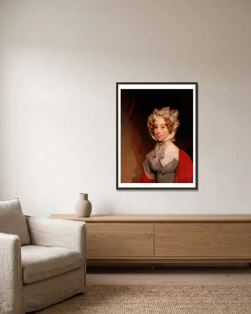 Louisa Catherine Johnson Adams (Mrs. John Quincy Adams) av Gilbert Stuart inramad på en vägg