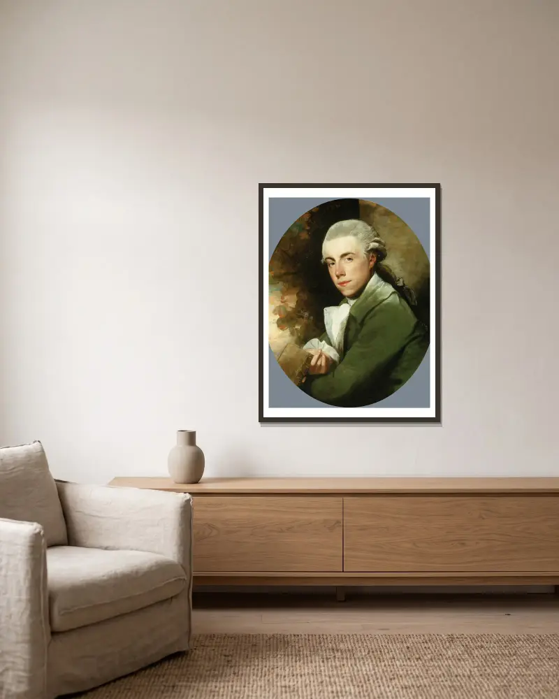 Muž v zeleném plášti, Gilbert Stuart v rámu na stěně