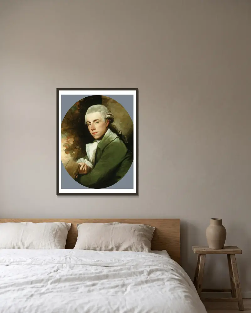Muž v zeleném plášti, Gilbert Stuart v rámu na stěně