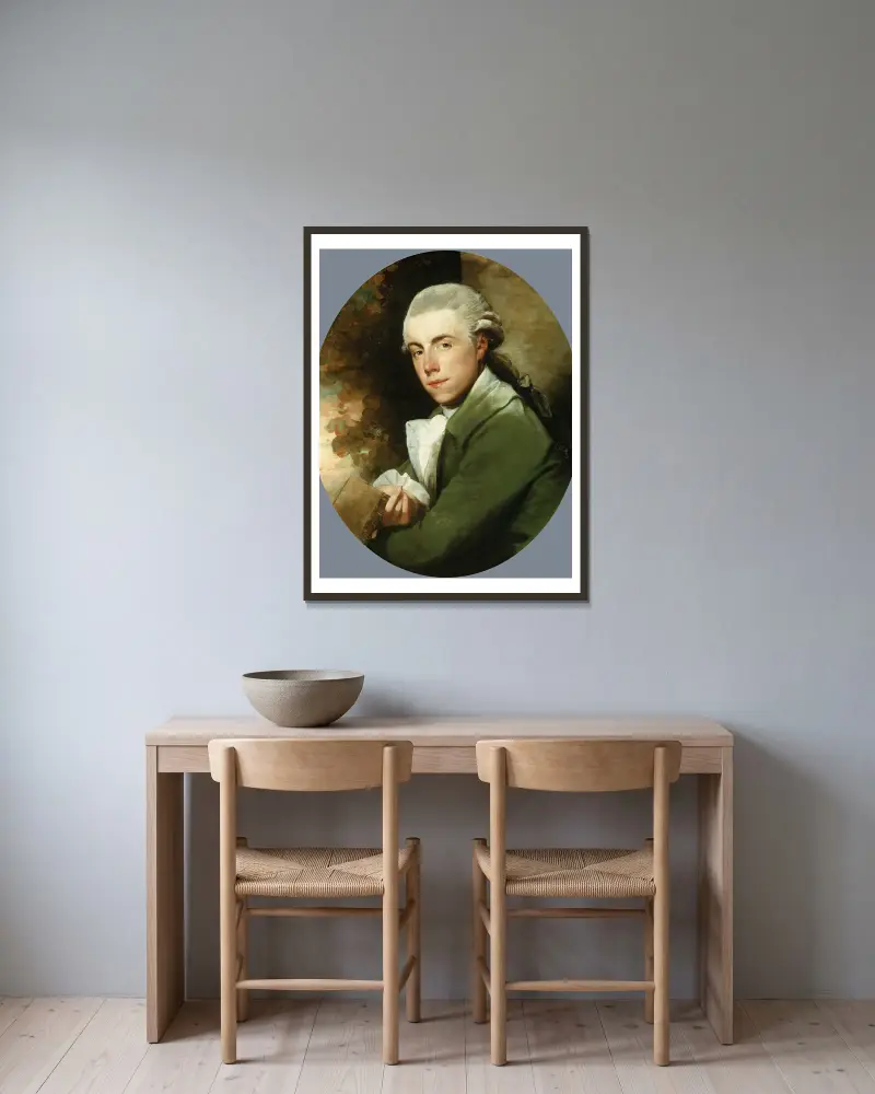Muž v zeleném plášti, Gilbert Stuart v rámu na stěně