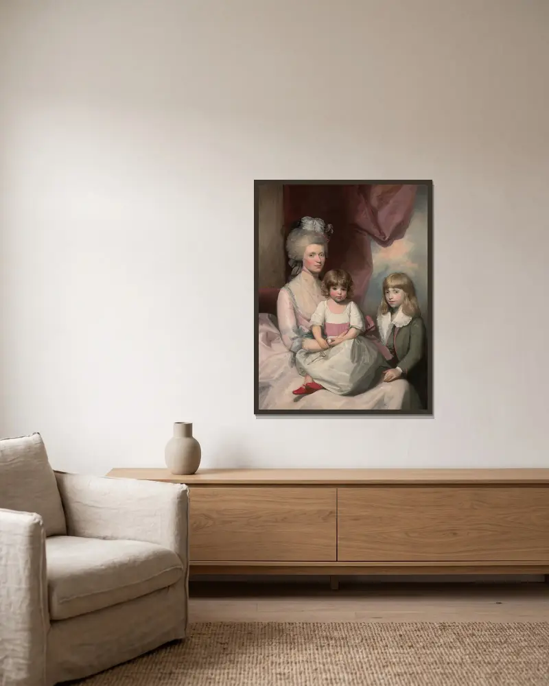 Porträtt av en familj av Gilbert Stuart inramad på en vägg