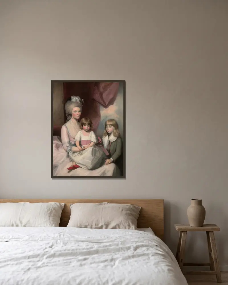 Porträtt av en familj av Gilbert Stuart inramad på en vägg