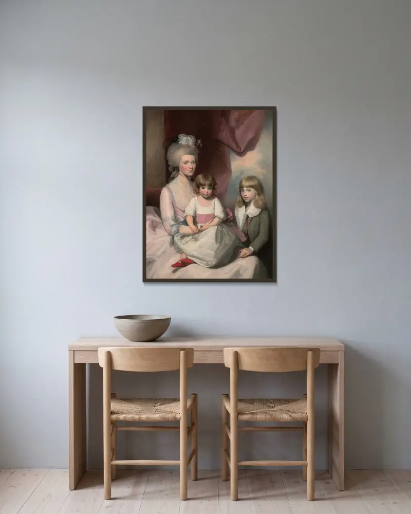 Porträtt av en familj av Gilbert Stuart inramad på en vägg
