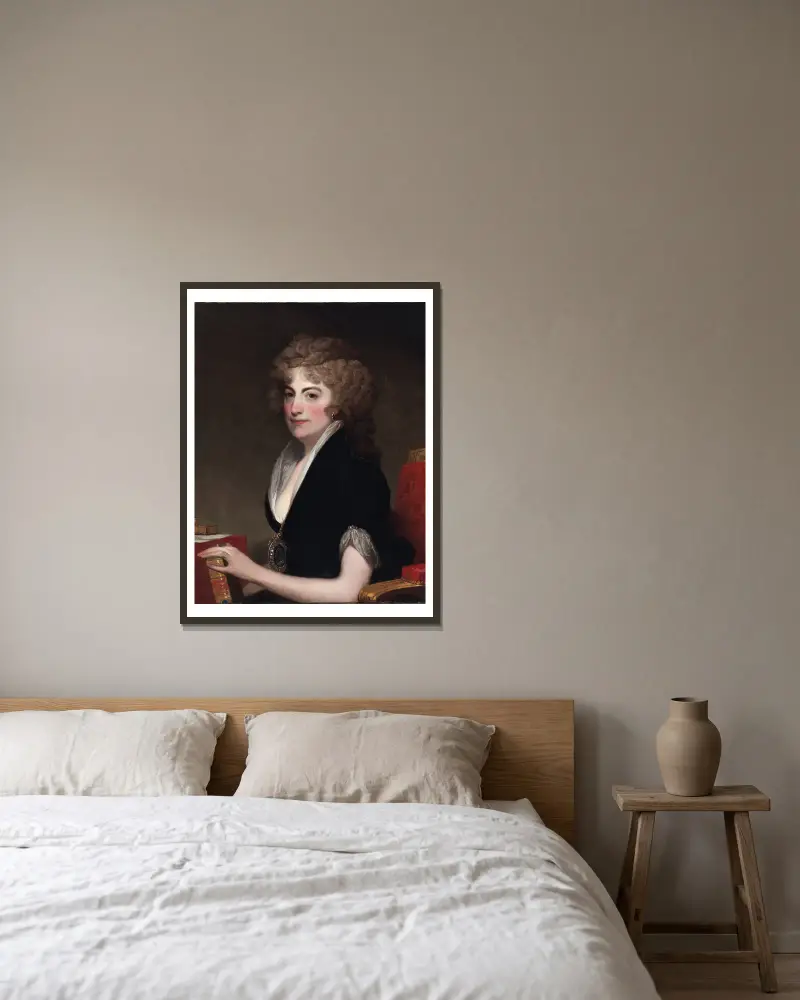 Portrait of Anne Willing Bingham av Gilbert Stuart inramad på en vägg
