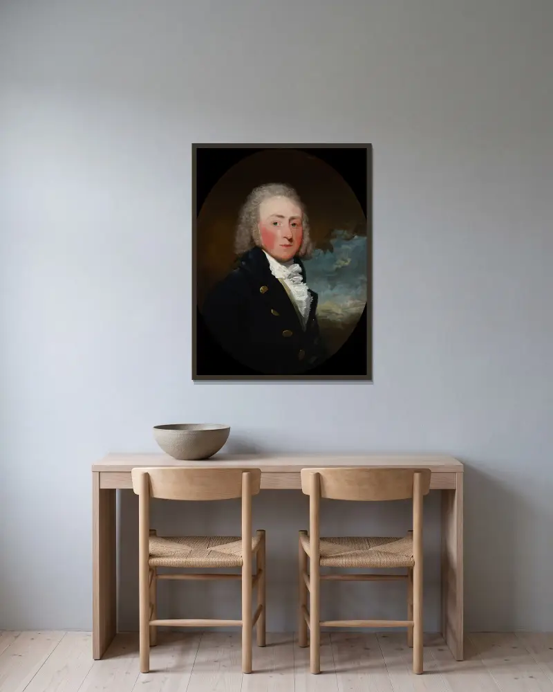 Portrait of Edward Loftus av Gilbert Stuart inramad på en vägg