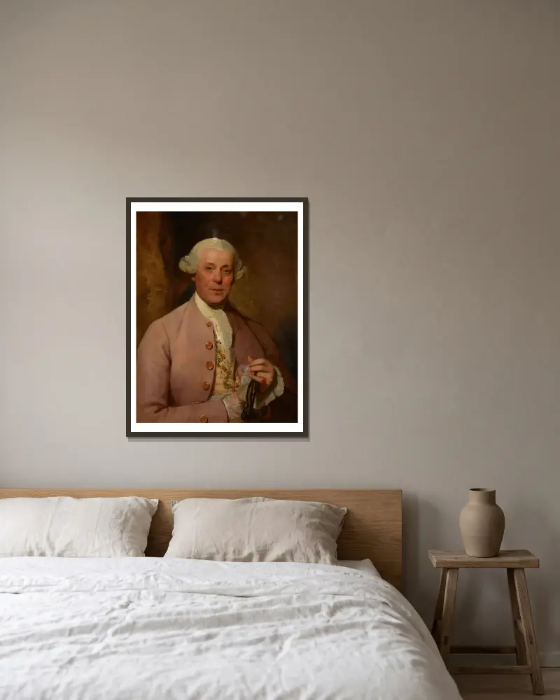 Portrait of Henry Lambert av Gilbert Stuart inramad på en vägg