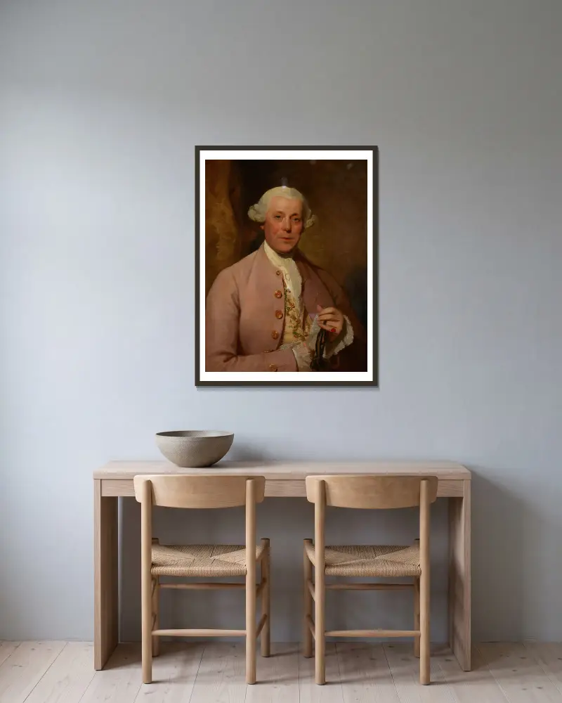 Portrait of Henry Lambert av Gilbert Stuart inramad på en vägg
