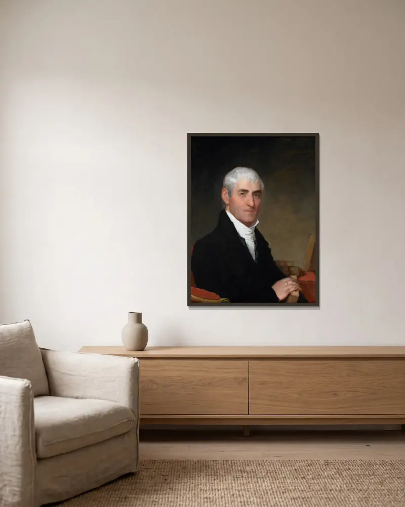 Porträtt av domare Daniel Cony från Maine av Gilbert Stuart inramad på en vägg