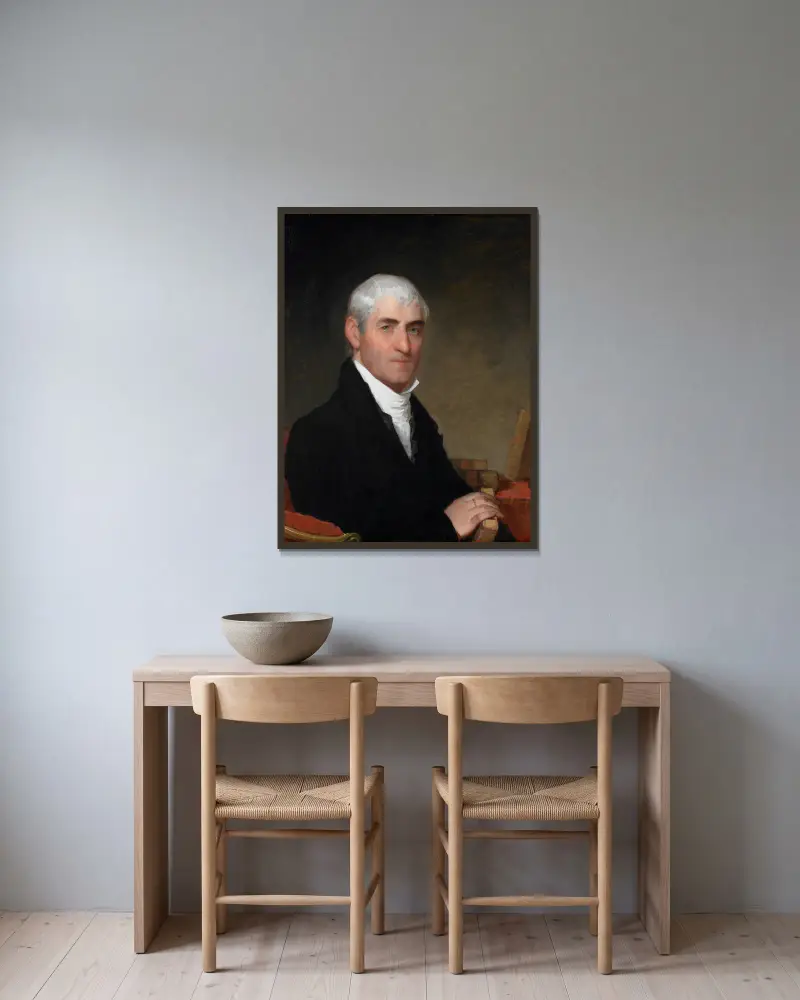 Porträtt av domare Daniel Cony från Maine av Gilbert Stuart inramad på en vägg