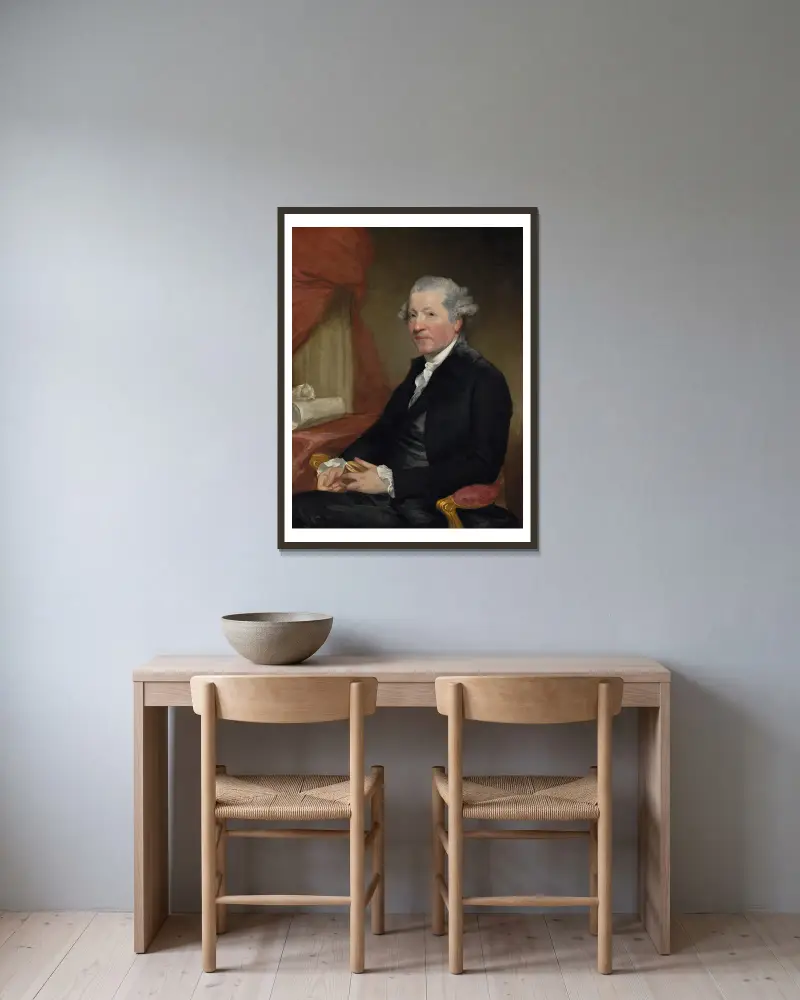 Sir Joshua Reynolds av Gilbert Stuart inramad på en vägg