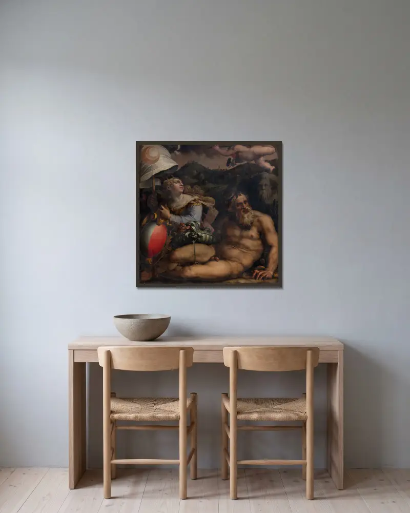 Allegori över Fiesole av Giorgio Vasari inramad på en vägg