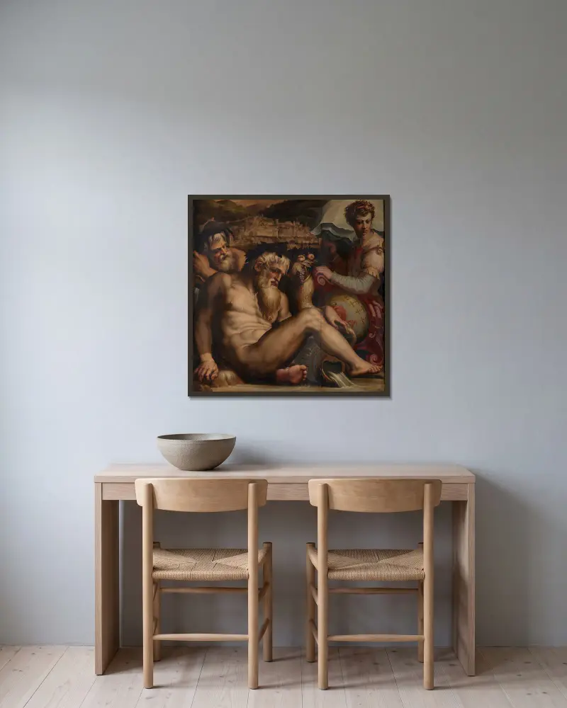 Allegori över Pescia av Giorgio Vasari inramad på en vägg