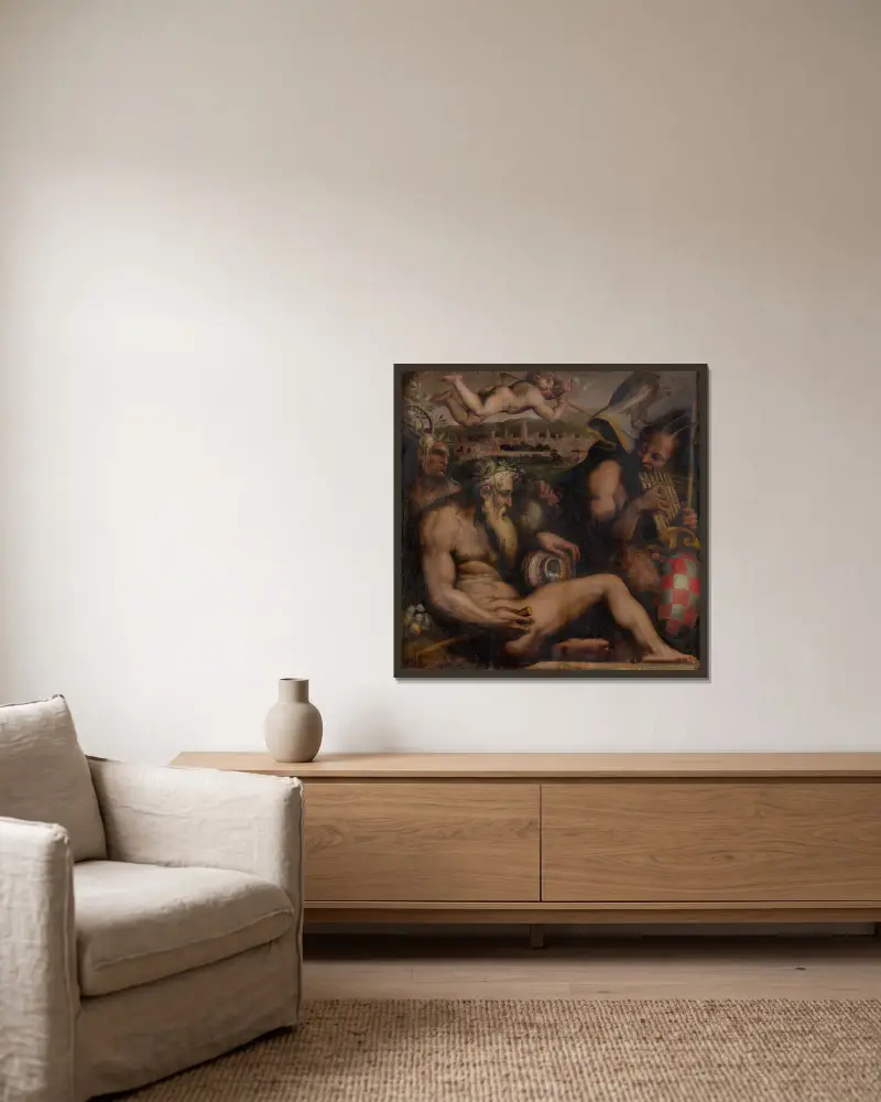 Allegori över Pistoia av Giorgio Vasari inramad på en vägg