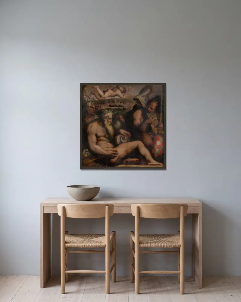 Allegori över Pistoia av Giorgio Vasari inramad på en vägg