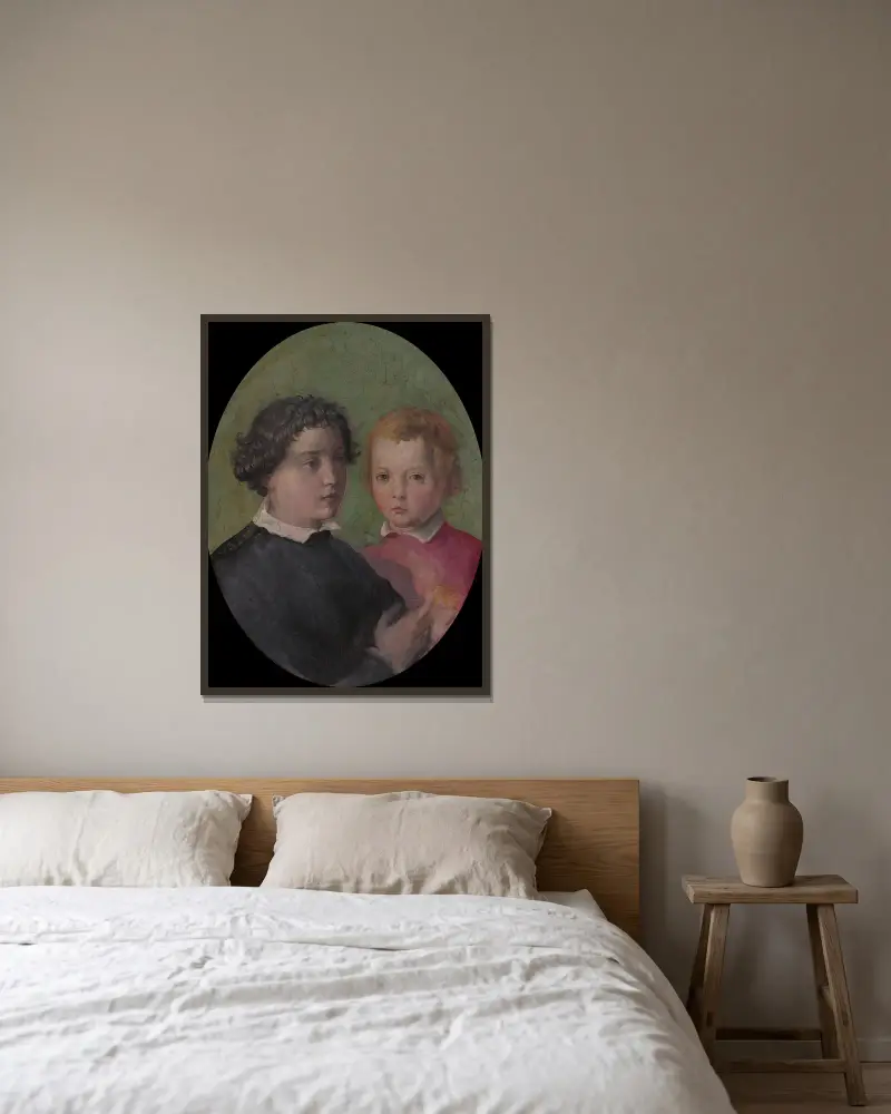 Don Giovanni och Don Garzia de’ Medici av Giorgio Vasari inramad på en vägg