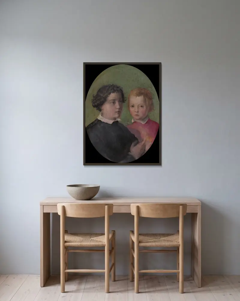 Don Giovanni och Don Garzia de’ Medici av Giorgio Vasari inramad på en vägg