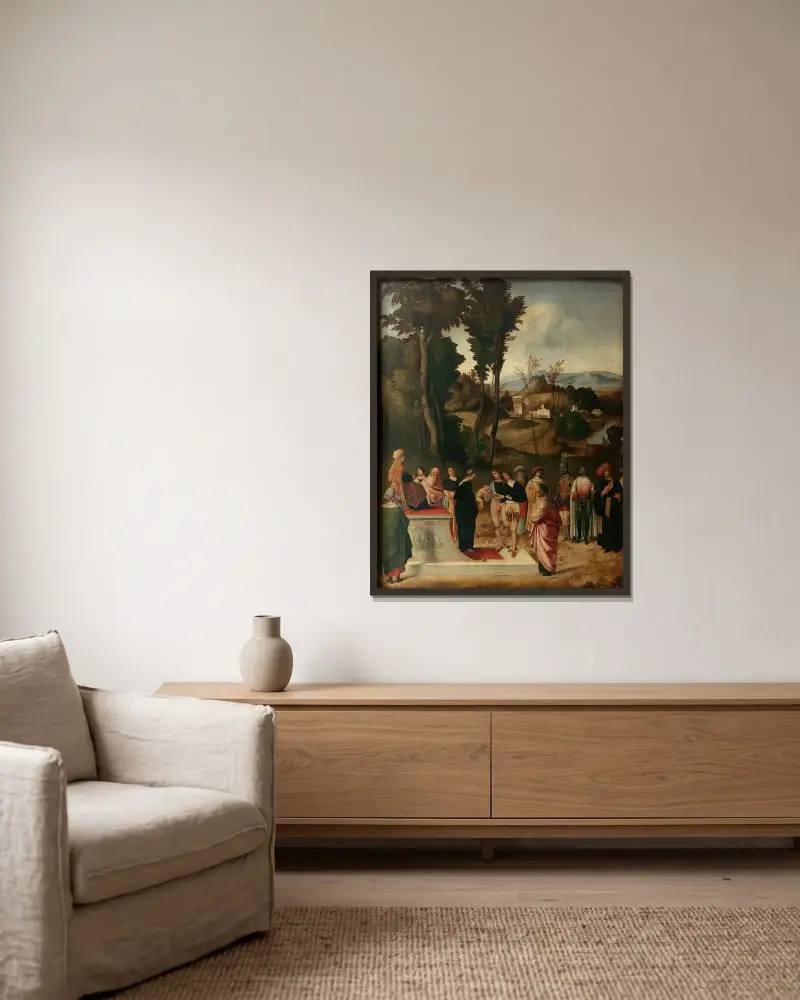Moses undergoing Trial by Fire, Giorgione w ramie na ścianie